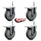 Service Caster 5 Inch Gray Polyurethane Swivel 58 Inch Threaded Stem Caster Set with Total Lock Brake SCC-TSTTL20S514-PPUB-58212-4 - alternate 3